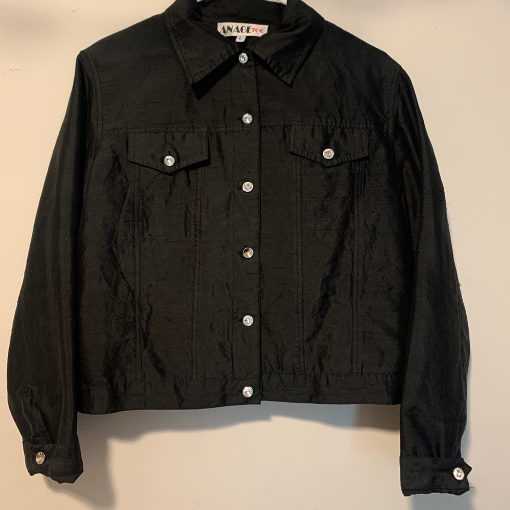 Black women’s blazer with crystal buttons size L